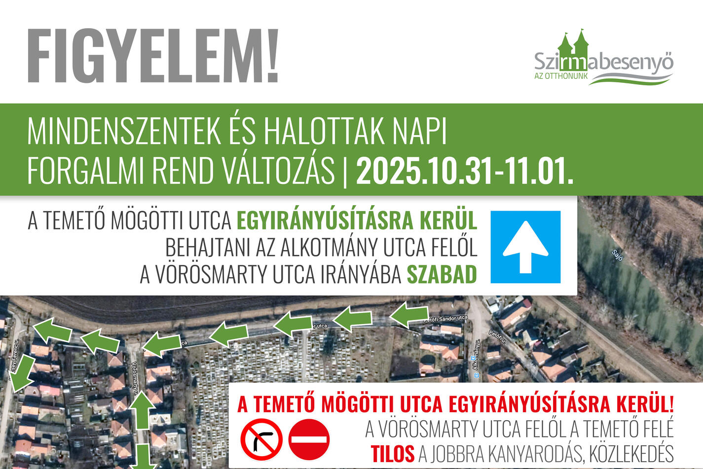 Mindenszentek | forgalmi rend változás